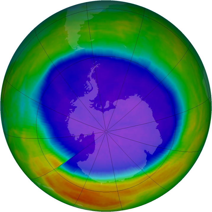 Antarctic ozone map for 25 September 2003